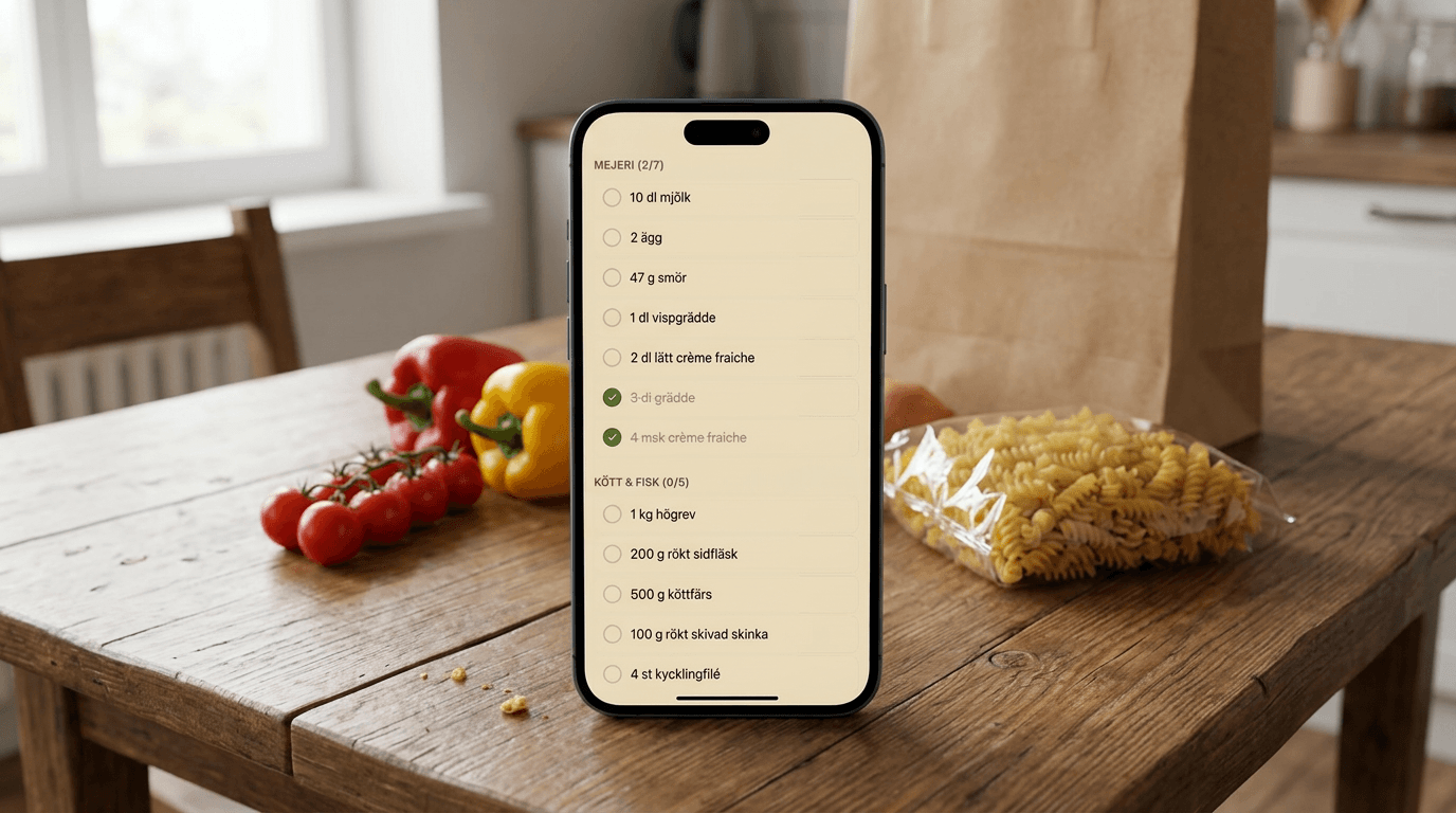 Inköpslista och ingredienser